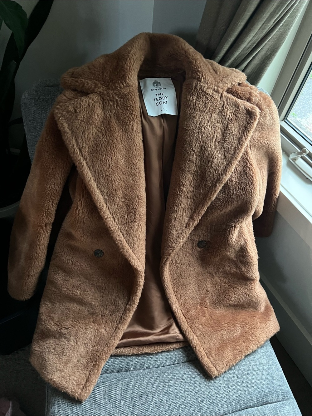 Babaton Chestnut Short Teddy Coat in Warm Brown - Picture 1 of 4